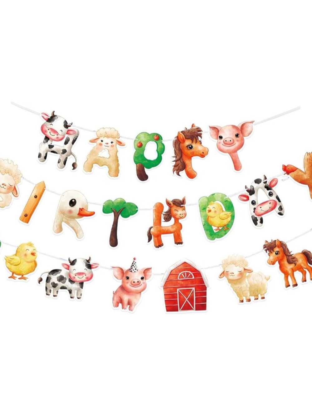 Farm Animals Happy Birthday Banner Tractor Party Decor